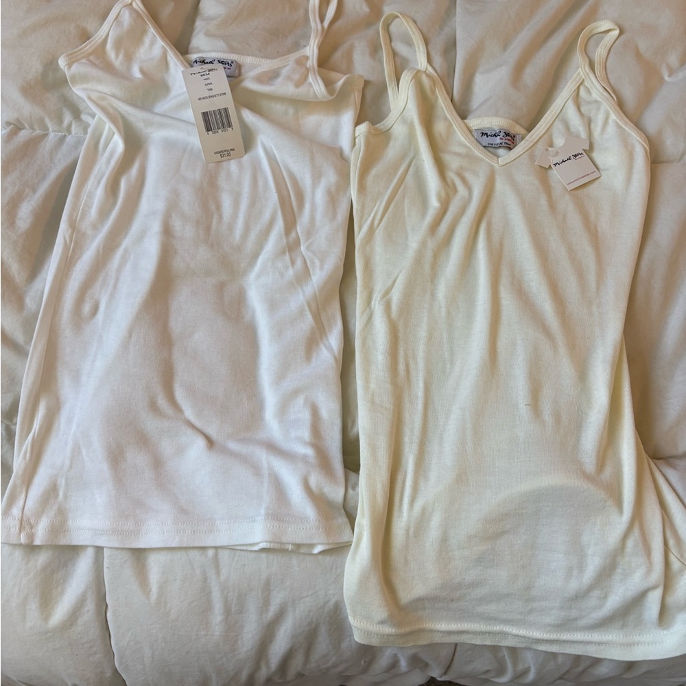 Michael Stars white and cream V-Neck Tees 2 pack NEW WITH TAGS